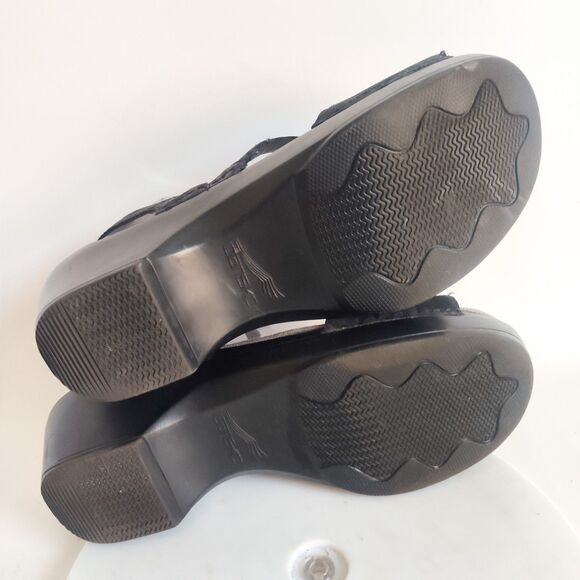 Dansko Sandals Womens Size 39 9 Metallic Black Leather Strappy Open Toe Clogs - Picture 8 of 11